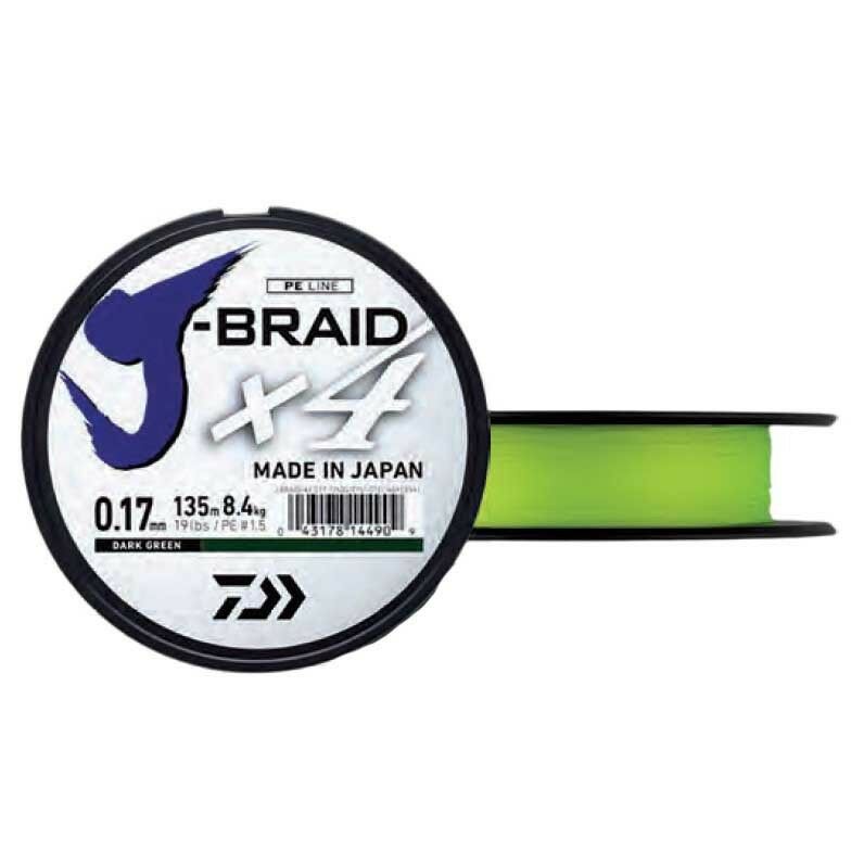 DAIWA J-BRAID X4 GREEN COLOR BRAIDED LINE 135m 0.07mm - 0.25mm